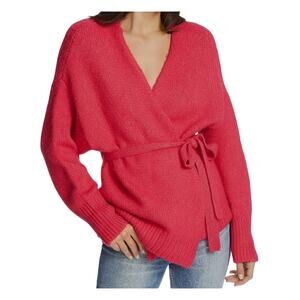 1.STATE NEW $125 Long Sleeve Belted Cardigan Sweater Rapture Pink Large